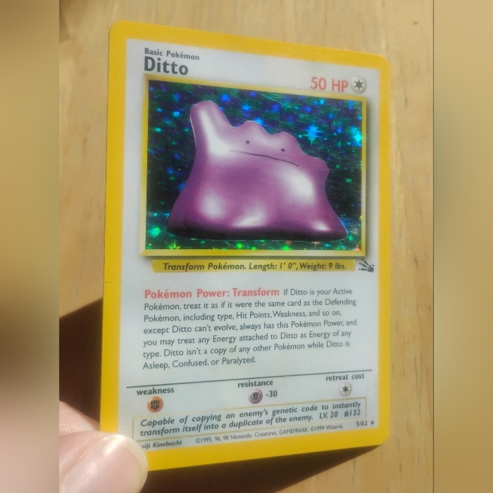 LP WOTC 1999 Holo Ditto 3/62 Fossil Pokemon Card